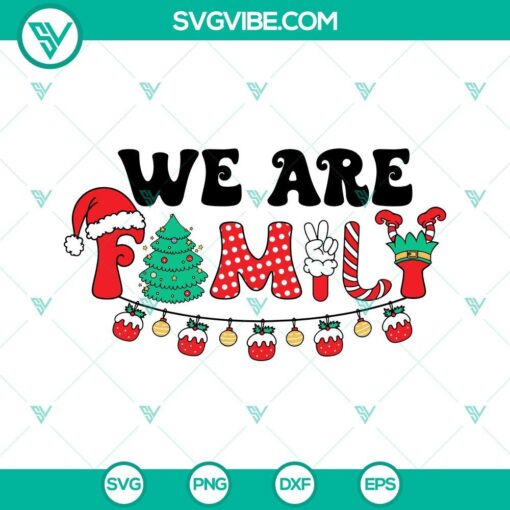Christmas family SVG bundle with festive designs - tree, ornaments, deer, snowflakes. SVG, PNG, DXF, EPS files for holiday craft projects.