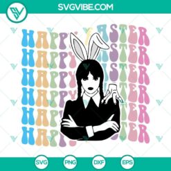 Wednesday Addams Easter bunny SVG design, perfect for Easter crafting projects. Download the goth-inspired Wednesday Addams Happy Easter file.