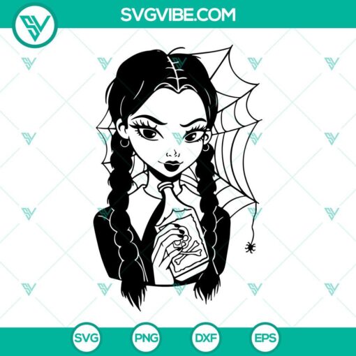 Creepy and spooky Wednesday Addams Poison SVG images, perfect for Addams Family themed projects. Includes PNG, DXF, EPS for cutting.