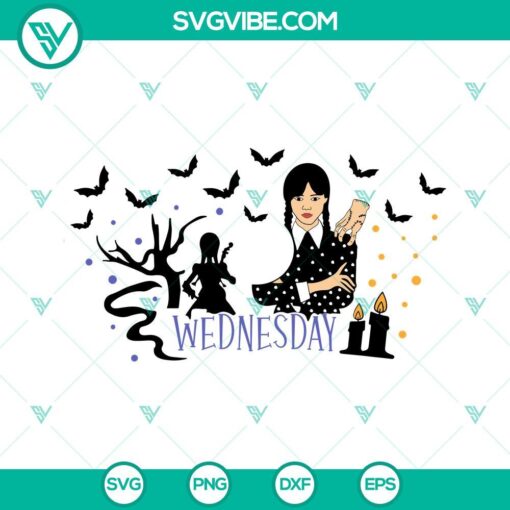 Wednesday Addams Starbucks Cup Wrap SVG featuring a spooky design for download. Addams Family character PNG included. Perfect for Halloween crafts.