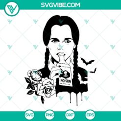 Wednesday Addams SVG file with Halloween images from The Addams Family for download.