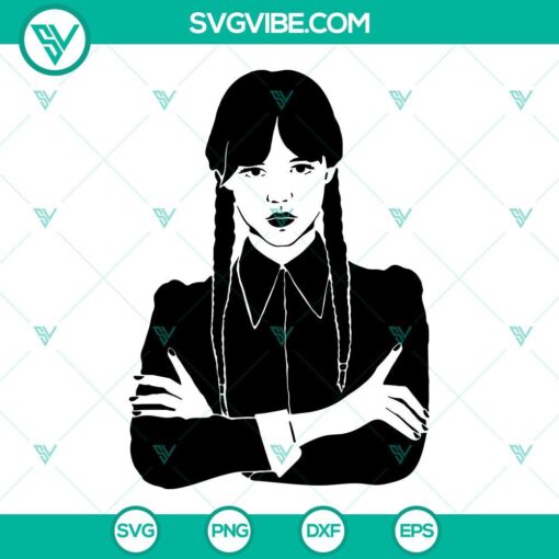 Wednesday Addams and Jenna Ortega SVG files for Addams Family download. Ideal for crafting and personalizing projects.
