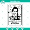 Wednesday Addams-themed tarot card SVG file featuring illustrations of Wednesday Addams, ideal for spooky and gothic designs.