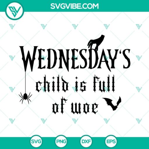 Wednesday Child Is Full of Woe SVG images featuring a black SVG image with "Wednesday" text for digital use, ideal for crafts and decor.