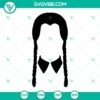 Wednesday Addams inspired SVG download, Addams Family theme with intricate hair design, includes PNG image. Ideal for crafts and projects.