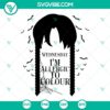 Wednesday Addams SVG file featuring a black and white design. Ideal for craft projects, apparel, and decor.