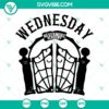 Wednesday Nevermore Academy SVG file featuring intricate design elements and the name "Wednesday" in elegant typography. Ideal for crafters and fans of gothic aesthetics.