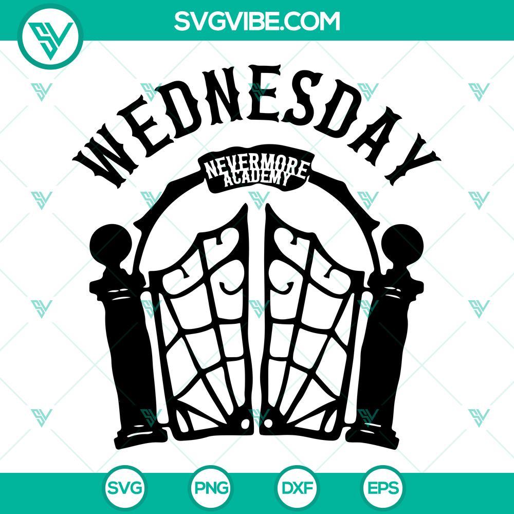 wednesday-nevermore-academy-svg-nevermore-academy-svg-wednesday-addams-svg-png-dxf-eps-files-for-cricut-4-mockup.jpg Wednesday Nevermore Academy SVG file featuring intricate design elements and the name "Wednesday" in elegant typography. Ideal for crafters and fans of gothic aesthetics.
