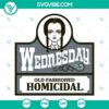 Addams Family themed SVG with a vintage design, featuring Wednesday Addams and a homicidal twist. Perfect for spooky crafting projects.