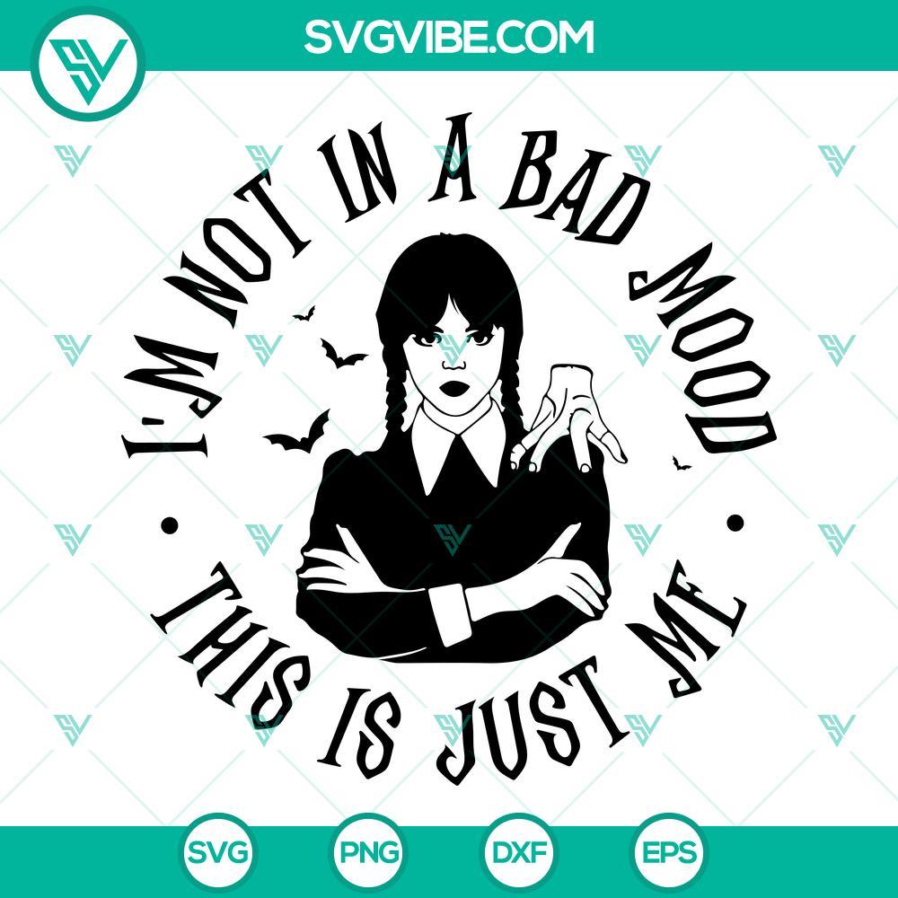 wednesday-svg-im-not-in-a-bad-mood-this-is-just-me-svg-jenna-ortega-svg-nevermore-svg-png-dxf-eps-files-3-mockup.jpg Wednesday SVG file featuring "I'm Not In A Bad Mood, This Is Just Me" design by Jenna. Ideal for craft projects and personal use.