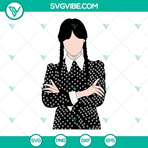 Wednesday Addams themed SVG files for The Addams Family, available for download in PNG format.