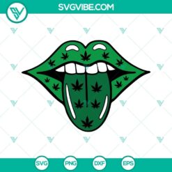 Weed lips tongue SVG design with stoner, funny 420 theme. Ideal smoke marijuana SVG file for digital projects.