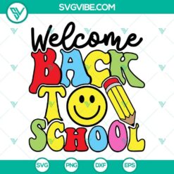 Colorful "Welcome Back to School 2022" SVG design for 1st day of school, great for educational projects and decorations.