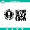 Retro wavy font SVG image with "Welcome to the Peep Show" text, a funny Easter design. Great for Easter projects.