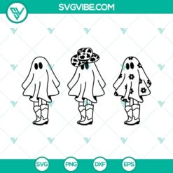 Western Ghost, Boo Haw, and Daisy Girl Ghost SVG Download Bundle with a mix of spooky and cute ghost designs for Halloween crafting projects.