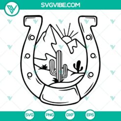 Western horseshoe SVG design with equestrian, rodeo, and cowgirl theme in PNG format for digital use.