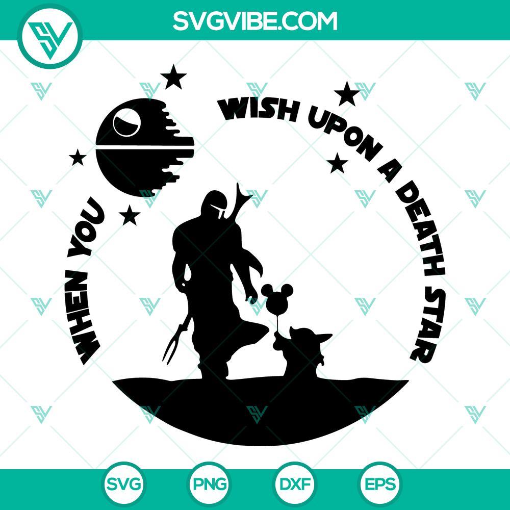 when-you-wish-upon-a-death-star-svg-boba-fett-and-baby-yoda-svg-the-mandalorian-quotes-svg-star-wars-disney-world-svg-png-dxf-eps-1-mockup.jpg Star Wars themed SVG file featuring Boba Fett and Baby Yoda design, ideal for download.