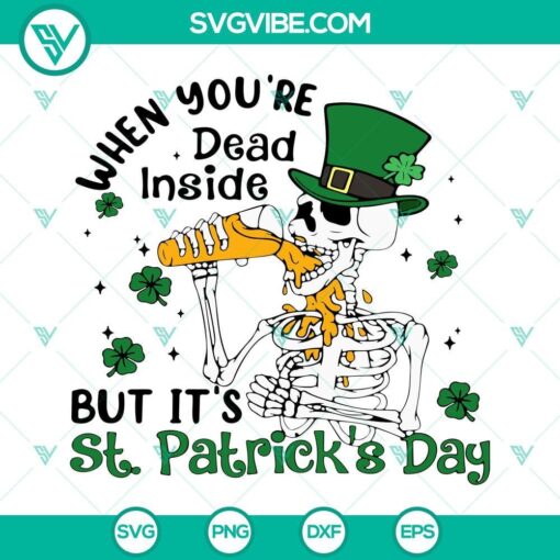 St Patrick's Day SVG images featuring dead inside humor with Irish elements. Perfect for festive digital designs.