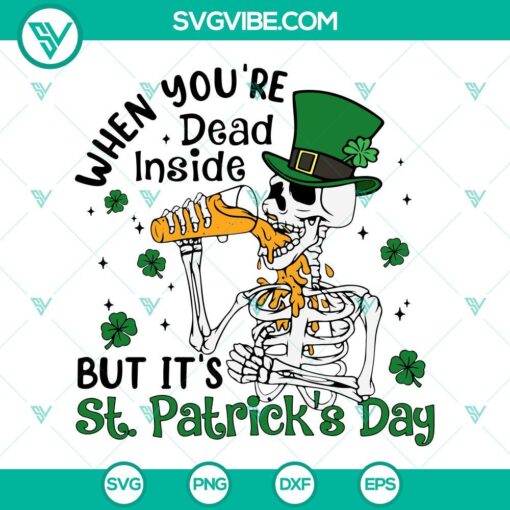 Skeleton SVG images for St. Patrick's Day, download for a dead inside theme.