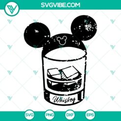 Whiskey glass Mickey SVG design for family vacation - Mouse head alcohol SVG download - ideal for craft projects.