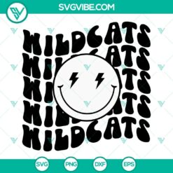 Wildcats football smiley face SVG file, perfect for sports fanatics and team spirit designs.