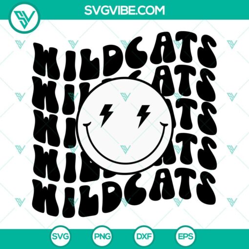 Wildcats football smiley face SVG file, perfect for sports fanatics and team spirit designs.