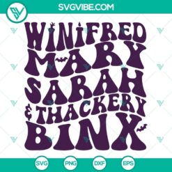 Hocus Pocus Winifred Mary Sarah SVG Cut Files with PNG, DXF, and EPS formats for Halloween crafts and projects.