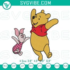 Disney Winnie the Pooh and Piglet embroidery designs in PES file format. Classic friends from Hundred Acre Wood.