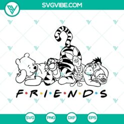 Winnie Pooh, Tigger, and Piglet SVG files from Disney Cartoon - cute and colorful digital design for crafting projects.