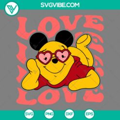 Winnie the Pooh love SVG for Valentine's Day celebration, cute and adorable design perfect for crafting projects.