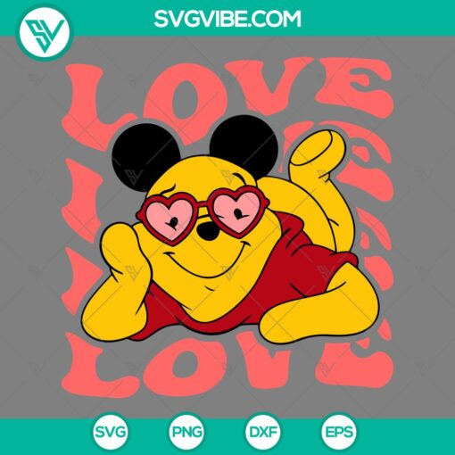Winnie the Pooh love SVG for Valentine's Day celebration, cute and adorable design perfect for crafting projects.