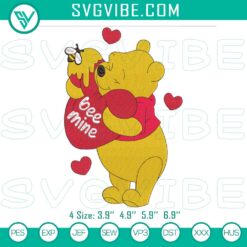 Adorable Pooh Bear embroidery design with a love theme, perfect for honey bear enthusiasts.