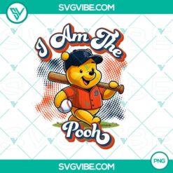 Winnie The Pooh Detroit Tigers baseball themed PNG design file with vivid graphics and team logo.