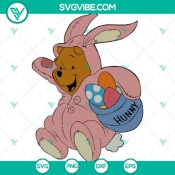 Winnie The Pooh Easter Egg SVG featuring Bunny Pooh with Happy Easter design, perfect for Cricut projects.