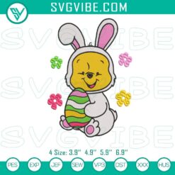 Pooh Easter Embroidery Design, Springtime Bunny Celebration