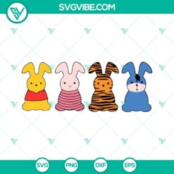 Winnie The Pooh Easter Peeps and Bunny SVG files for Cute Easter crafting projects.