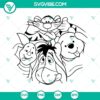 Winnie the Pooh Friends SVG images featuring Piglet, Eeyore, Kanga, Roo, Owl, and Rabbit characters in a cute and colorful design.