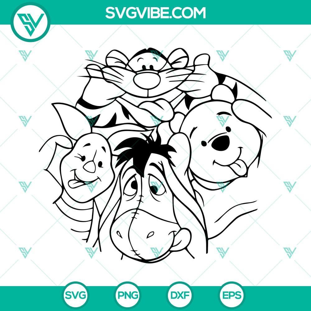 winnie-the-pooh-friends-svg-piglet-eeyore-kanga-roo-owl-rabbit-tigger-svg-disney-cartoon-svg-png-dxf-eps-1-mockup.jpg Winnie the Pooh Friends SVG images featuring Piglet, Eeyore, Kanga, Roo, Owl, and Rabbit characters in a cute and colorful design.