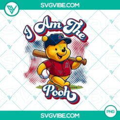 Winnie The Pooh Los Angeles Angels baseball PNG design file, sports themed graphic for fans.