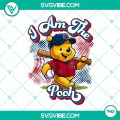 Winnie The Pooh Los Angeles Angels baseball team themed PNG design file featuring cute character in sporting attire.