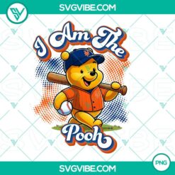 Winnie The Pooh New York Mets baseball logo design in PNG file format for fans.
