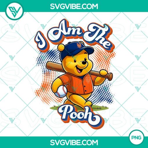Winnie the Pooh themed New York Mets baseball design in PNG format for download. Great for Mets and Pooh fans.
