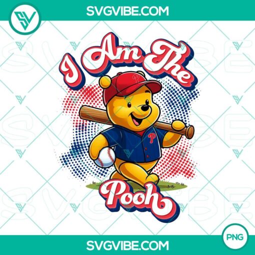 Winnie the Pooh Philadelphia Phillies baseball design, PNG file. Great for Philly sports fans!