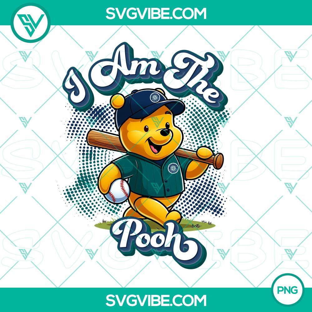 Winnie The Pooh Seattle Mariners Baseball PNG Download Design File Winnie the Pooh Seattle Mariners baseball design PNG download file, perfect for baseball and Disney fans, digital image.
