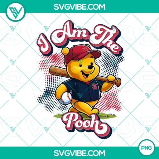 Winnie the Pooh St Louis Cardinals baseball themed PNG design file, perfect for sports fans and Disney lovers.