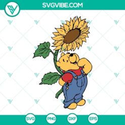 Winnie The Pooh Sunflower SVG Download PNG DXF EPS Cricut Silhouette