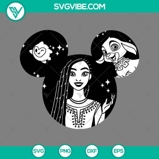 Wish Asha Valentino and Star Mickey Ears SVG file for Cricut Silhouette, perfect for Disney fans and DIY crafts.