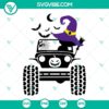 Witch Jeep and Broom Halloween SVG files for crafting projects, including PNG, DXF, EPS formats. Perfect for Halloween décor and clothing.