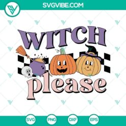 Halloween Witch Please SVG file with pumpkin witch hat design. Great for crafts and decorations.