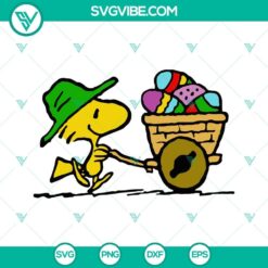 Woodstock Snoopy Easter Eggs SVG featuring Woodstock character and Easter eggs design for crafts and decorations.
